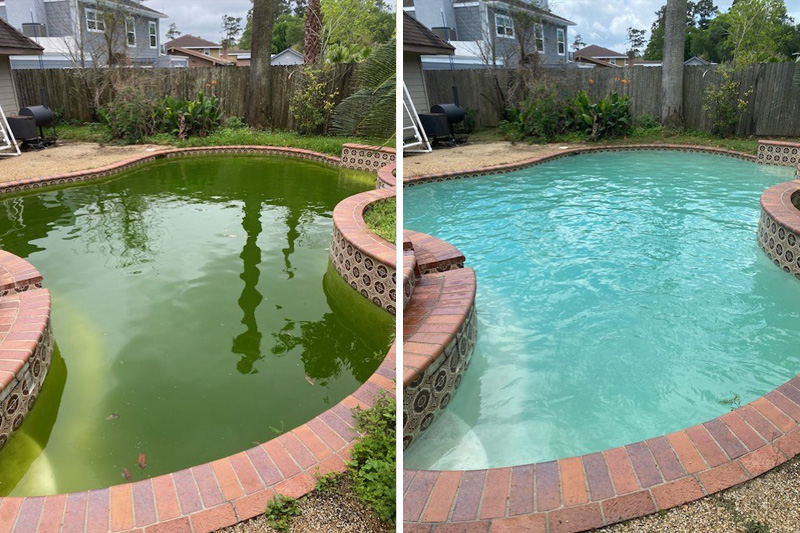 Pool cleaning before and after
